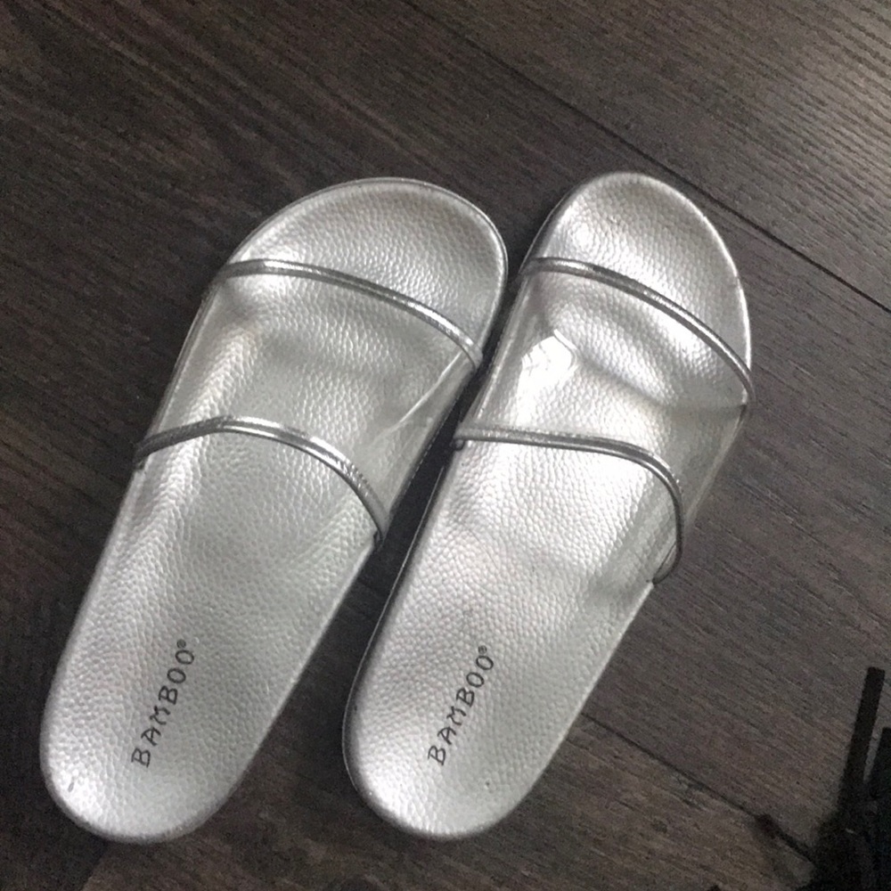 Clear grey slides (flip flops)